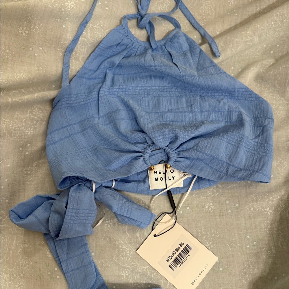 Hello Molly Sky Blue Tie-Back Top